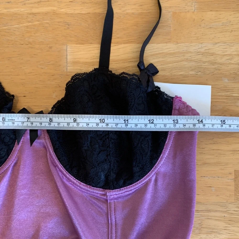 Carrie Amber Purple Long Lace Cami Bustier Top 38B